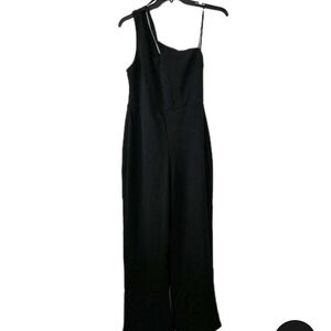 Chic Black One Shoulder Sleeveless Tear Drop Cutout Design Jumpsuit Size L